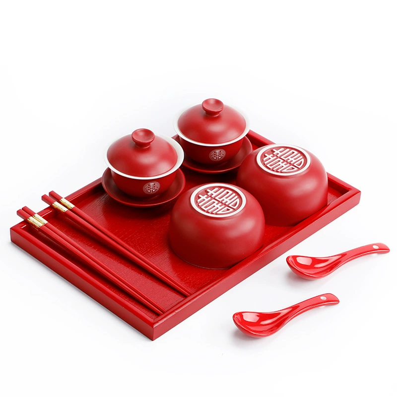 Tea cup, festive red tea set, ceramic gift box