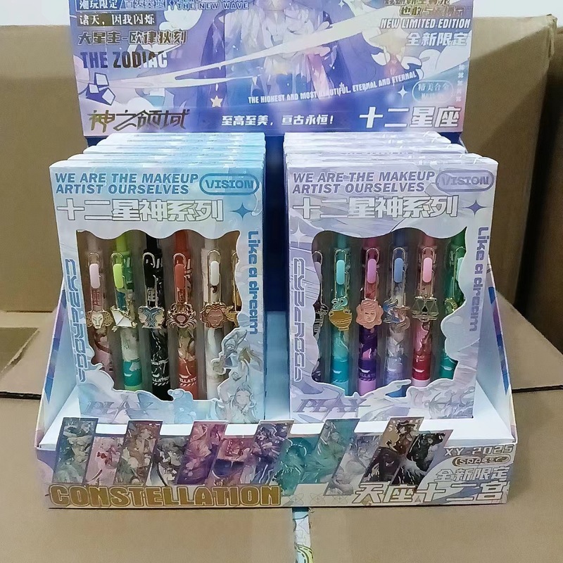 Qiuzi 漫画アニメーション高価値プレスゲルペンセット 6 学生インスピレーションブラシペン大学デートペン|undefined