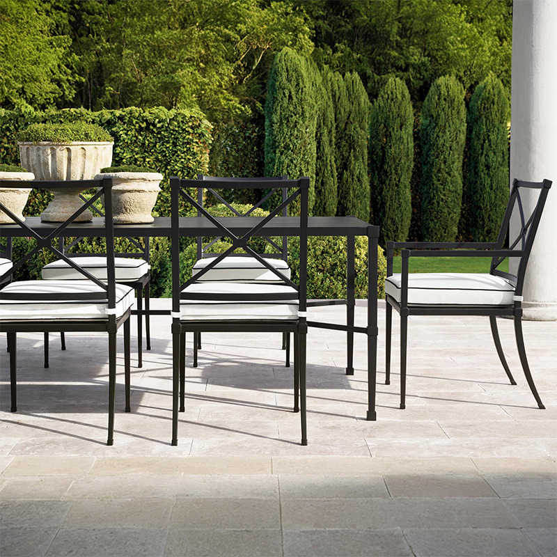 Mesa y silla al aire libre combinación de muebles de ocio modernos y minimalistas Villa patio jardín impermeable a prueba de agua y protección solar mesa y silla de aleación de aluminio image 1