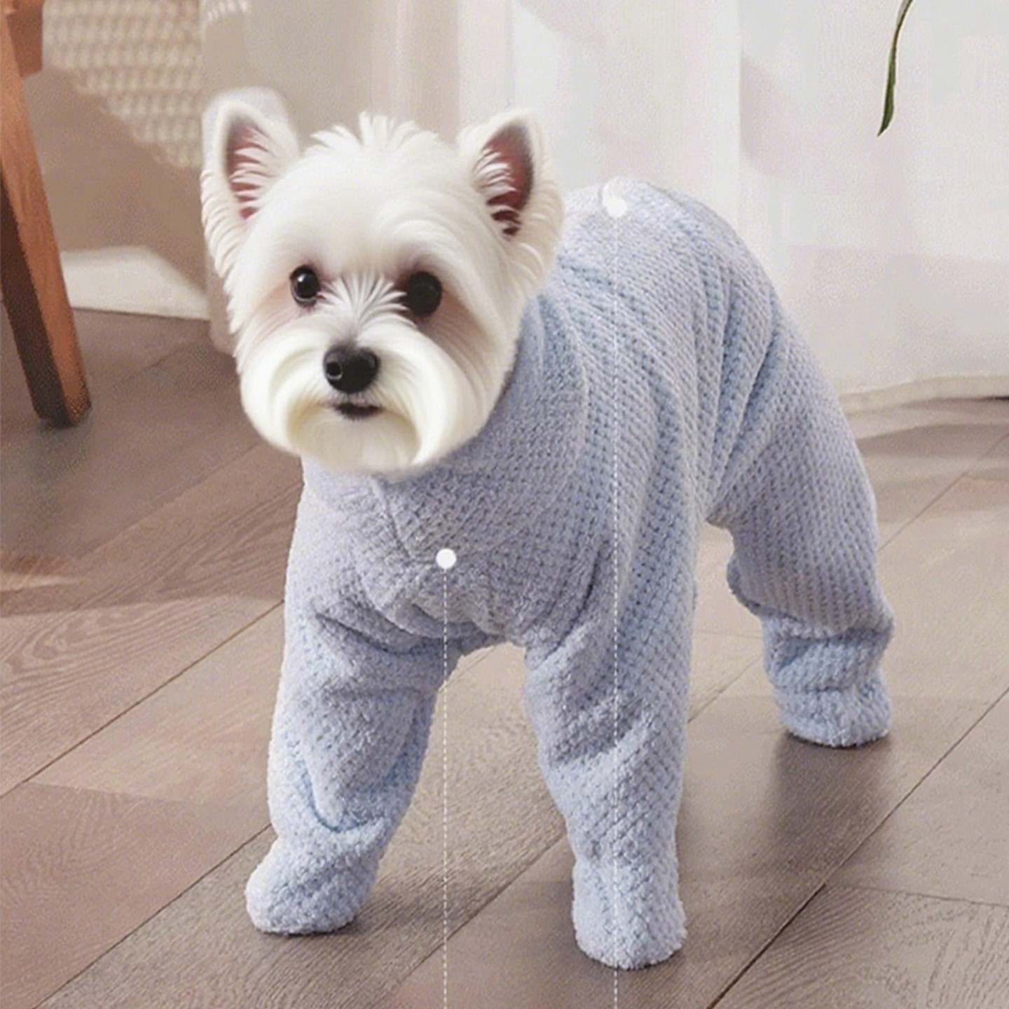 【본디 블루】 강아지 발 담요 일체형 목욕 가운