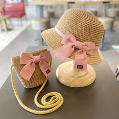 Children's sun hat girls summer new straw hat suit baby travel sun protection beach hat sun fisherman hat