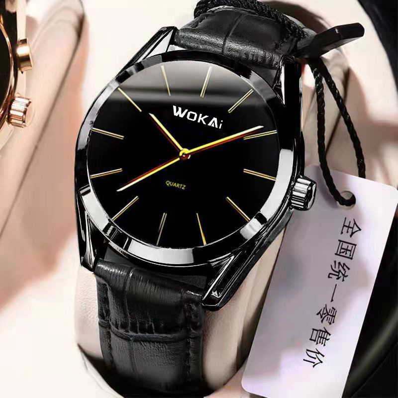 Cross-Border Foreign Trade Wokai Business Men's Quartz Leather Strap Watch with Scale, Trendy Gift, One-Piece Dropshipping Cross-Border Foreign Trade Wokai Business Men's Quartz Leather Strap Watch with Scale, Trendy Gift, One-Piece Dropshipping