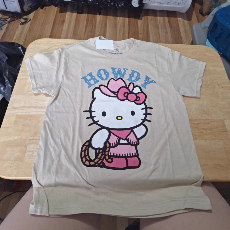 2026 Brand New Women's Small Size Cowgirl Hello Kitty T-Shirt, Beige Sanrio 2026 Brand New Women's Small Size Cowgirl Hello Kitty T-Shirt, Beige Sanrio