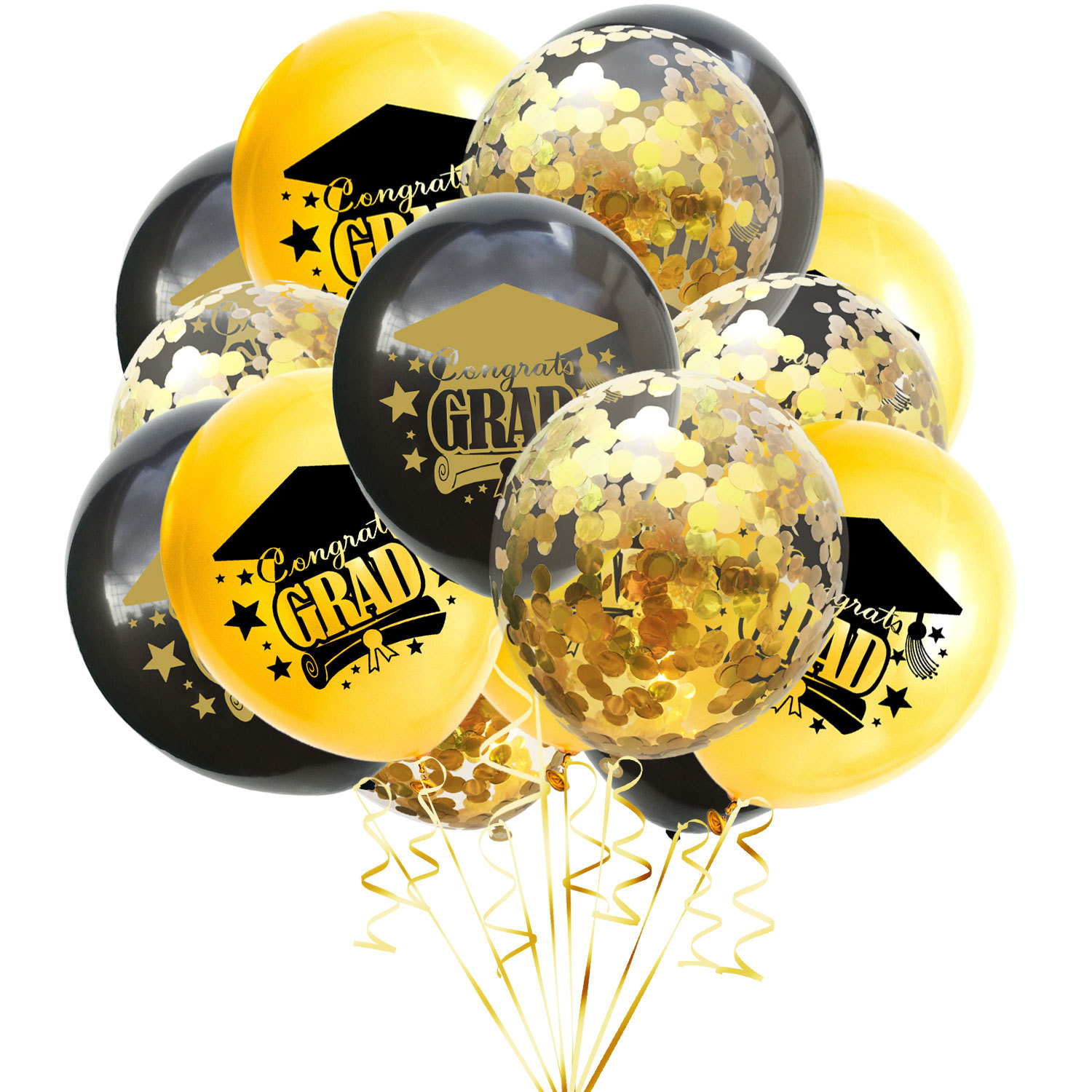 Temporada de graduación de Oro Negro Felicitar Grad carta globo felicitaciones fiesta de posgrado globo de lentejuelas