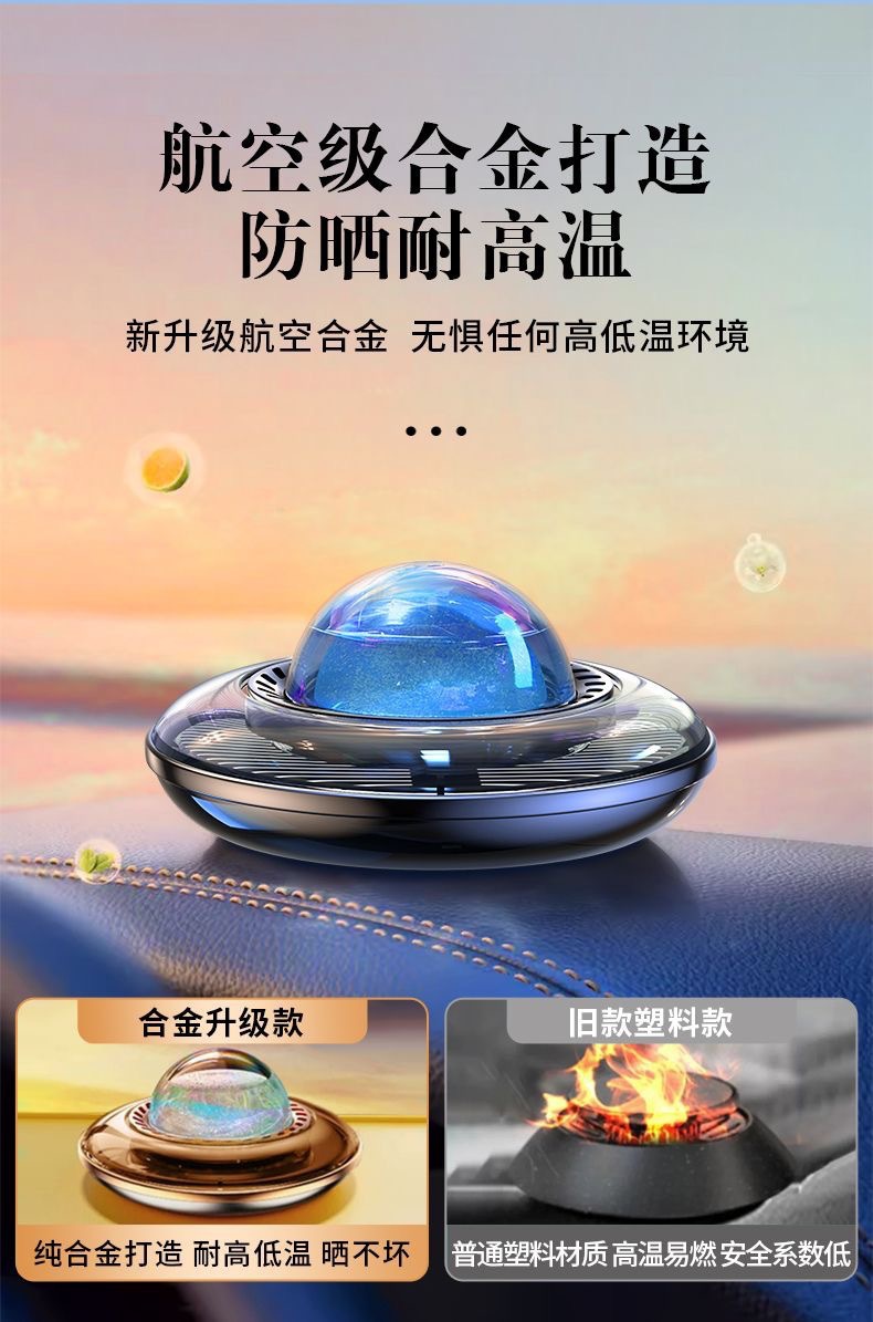 Car Aromatherapy Solar-Powered Car Perfume Rotating Long-Lasting Fragrance Decoration High-End Car Interior Ornament