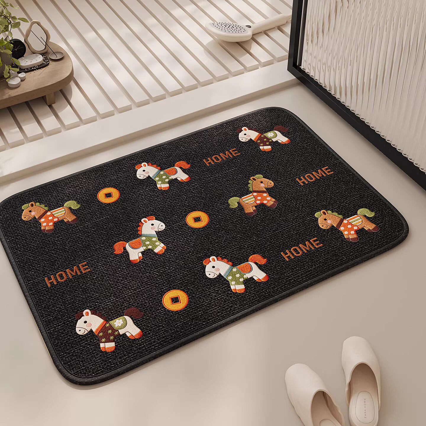 Cartoon Dachshund Dog Bathroom Floor Mat, Toilet Non-Slip Mat, Bathroom Water-Absorbent Anti-Splash Carpet, Sari Hemp Floor Mat