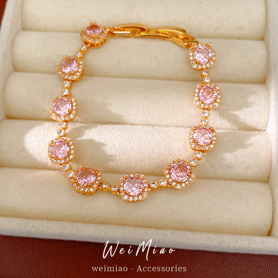 18 quilates de oro real pulsera de fichaje cuadrada ligera pulsera de nicho temperamento refinado elegante joyas al por mayor