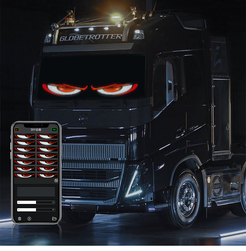 Truck Devil's Eye Dynamic Led Flexible Screen Customizable Ultra-Thin Car Sticker Car Window Warning Light