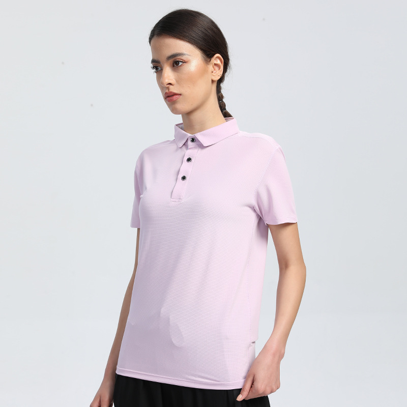 Nueva versión ligera de color sólido de secado rápido deportes de manga corta de verano de cuatro agujas de seis líneas de solapa de textura absorbente de sudor Polo de golf