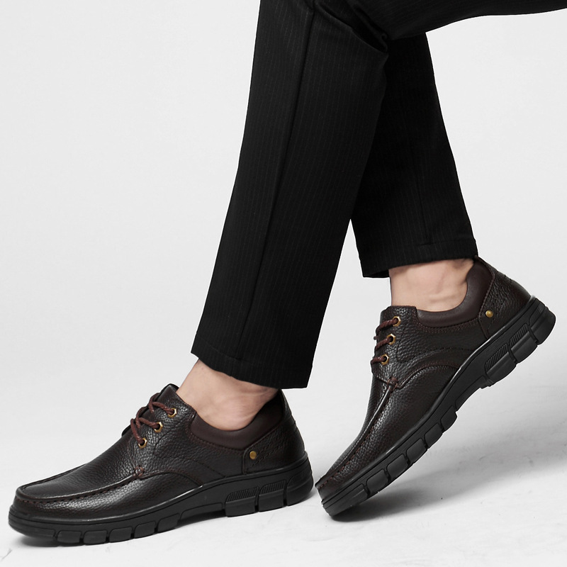 Men's Casual Low-top Lace-up Leather Casual Shoes_vogvips.com