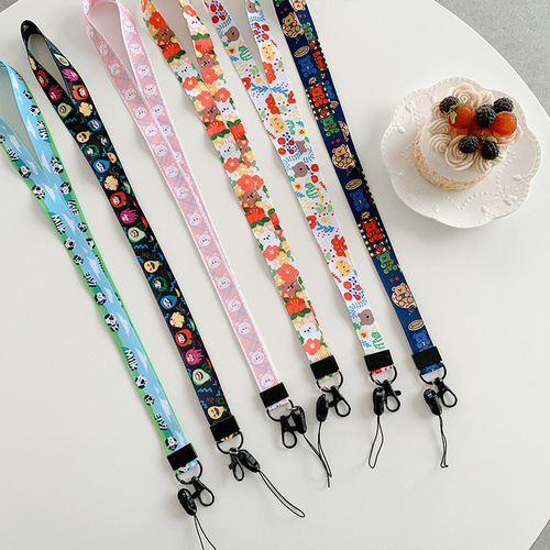 Creative two-in-one mobile phone lanyard, detachable, rotating, long thermal transfer document lanyard, hanging neck, dual-purpose mobile phone lanyard