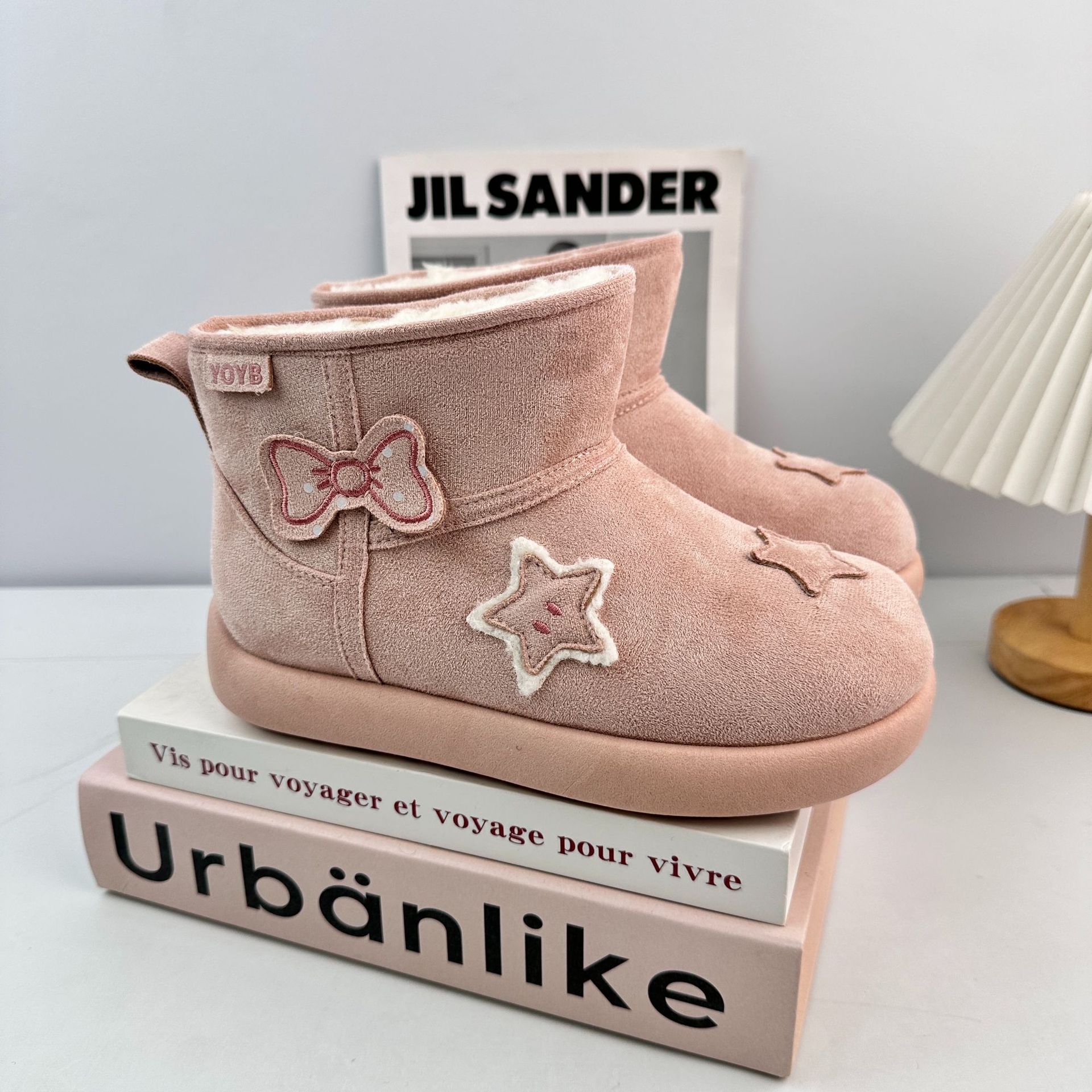 Yuanbo 2025 invierno nuevo fondo grueso Kapibara suede de camisa estrella cabeza grande con lana de moda botas de nieve image 8
