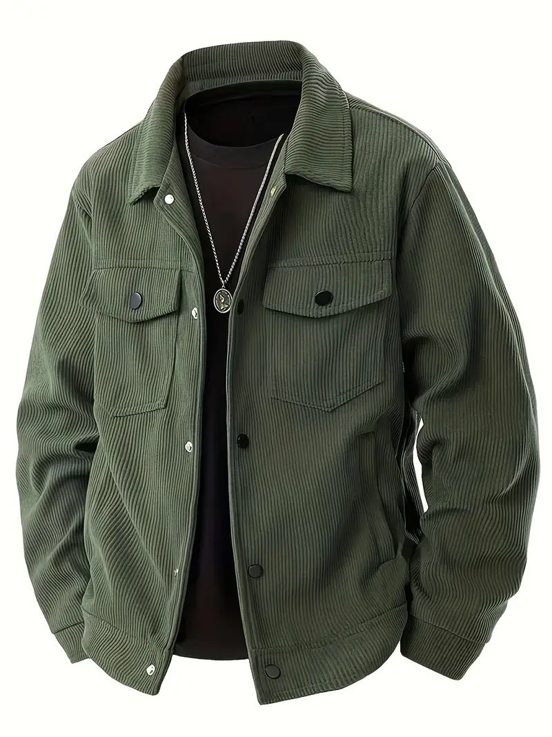 Corduroy Jacket For Men Single Breasted Casual Autumn Coat_voghion.com