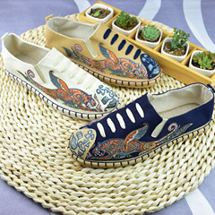 Ethnic-style Han-Tang dress with shoe Chinese old Beijing cloth shoes breathable embroidery pattern men's flat casual single shoes