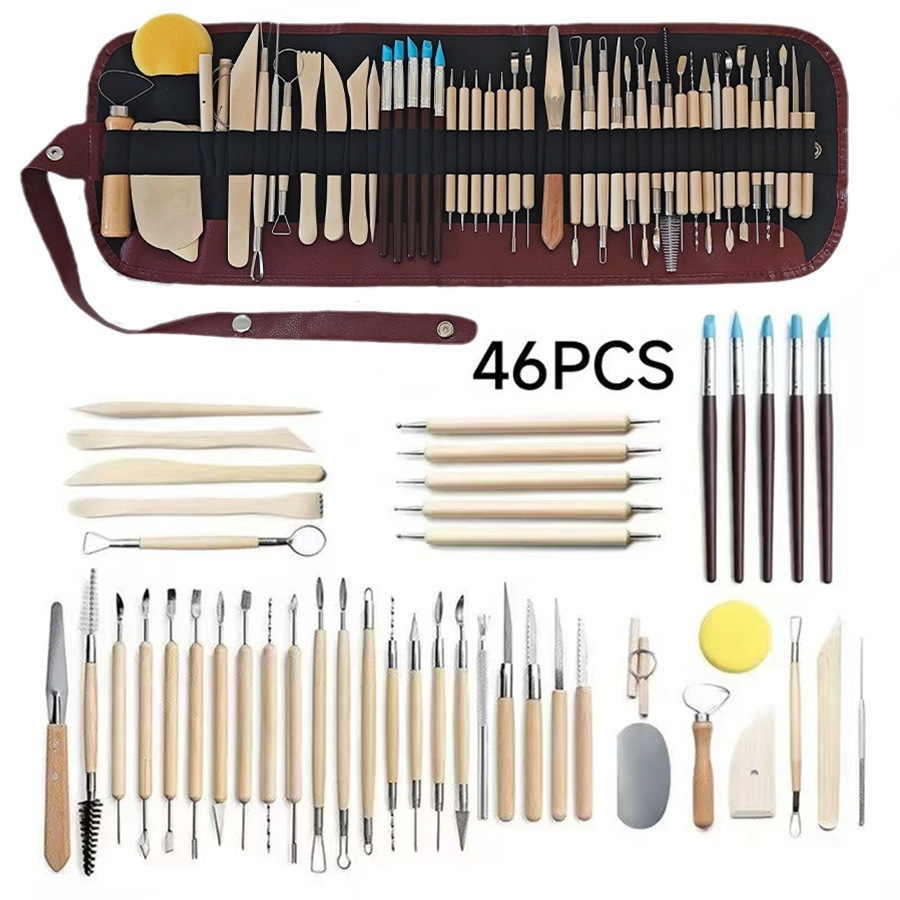 Herramientas de escultura de cerámica transfronteriza conjuntos de varias piezas herramientas de barro de arcilla de cerámica suave DIY conjunto de escultura de barro