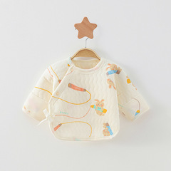 y2302 newborn warmening boneless half back shirt A-class infant single top monk robe spring and autumn baby warmening innerwear