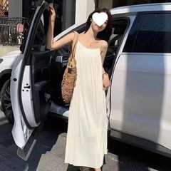 韩版涤纶吊带长裙女2025夏季清新简约的风格中青年宽松连衣裙直发