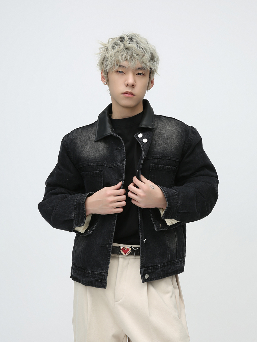 Mtlclothes ropa de Hombre | 2023 invierno nuevo retro suelta patchwork solapa pareja abajo chaqueta hombres