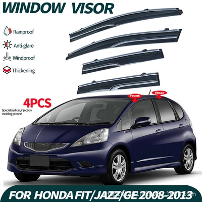 HONDA FIT/JAZZ GE8/GE6 Window visor (Rain shield) - honda-fit-fitjazz-ge8ge6-pc-with-silver-bright-strip-mugen-style-window-rain-shield-4-pieces
