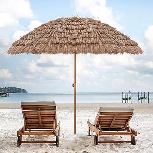 Cross-border Hot Sale 6.5FT Simulation Straw Umbrella Hawaiian Style Thatched Umbrella Outdoor Sunshade Beach Umbrella