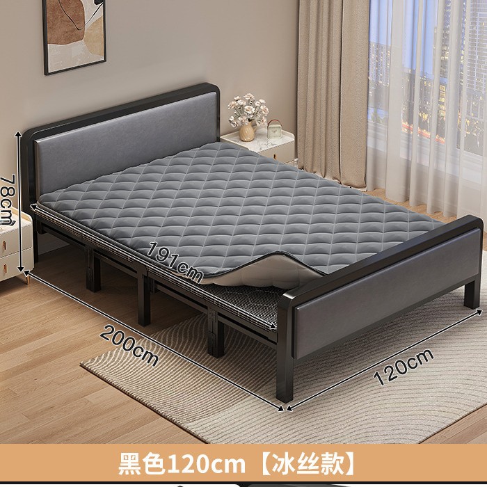Cama individual plegable para adultos domésticos 1m2 cama simple para alquiler dormitorio reforzado cama de hierro de placa dura cama doble