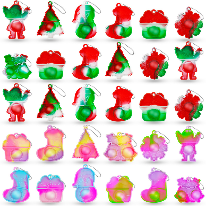 Cross-Border Best-Selling Christmas Series Rat Exterminator Stress-Relief Keychain Mini Stress-Relief Bubble Toy Amazon Wholesale
