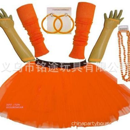 Década de 1980 80 s rodilla Padrón guantes pendientes collar de 1920 Flapper niña vestido