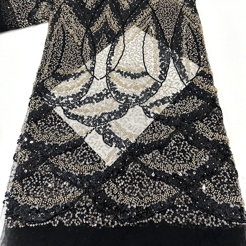 Inventario sequinilla bordado tubo de cuentas tela de bordado sequinilla tejido de bordado tubo de cuentas vestido de boda sequinilla tela