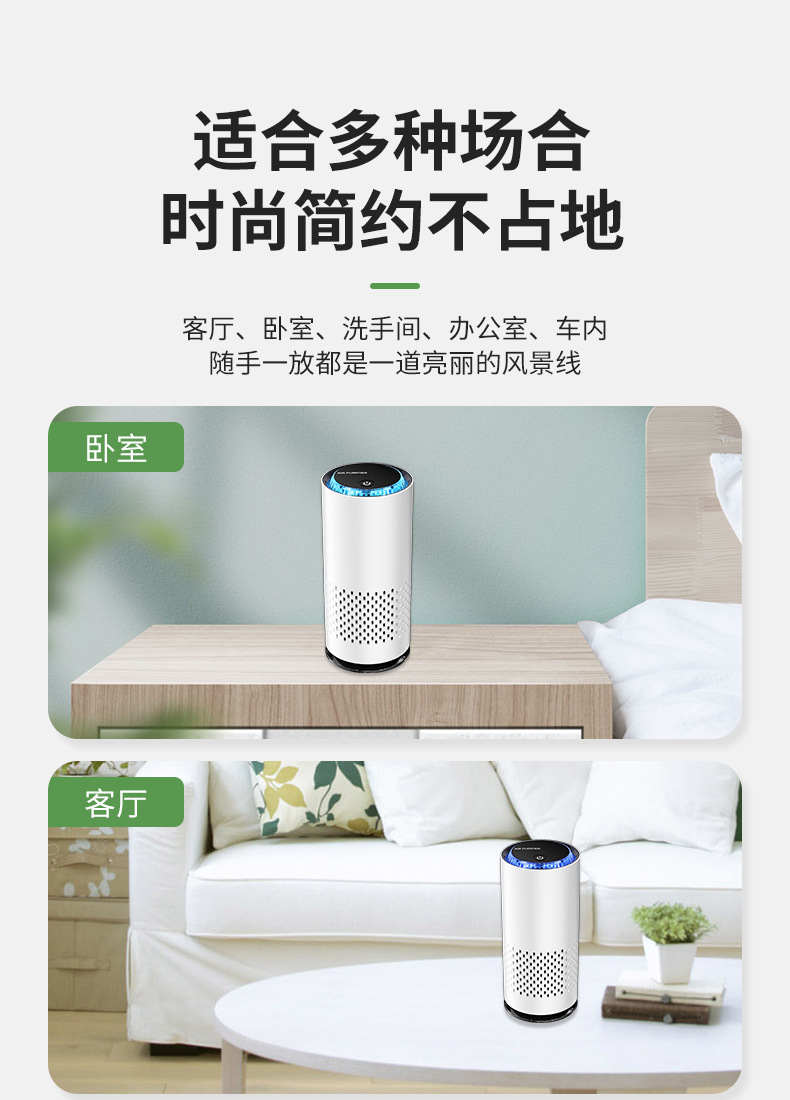Car Negative Ion Air Purifier Hepa Activated Carbon Filter Formaldehyde Odor Removal Office Desk Oxygen Bar Wholesale