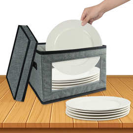 亚马逊餐具收纳盒可手提中国餐具搬运移动储存容器易存放碗筷盘子