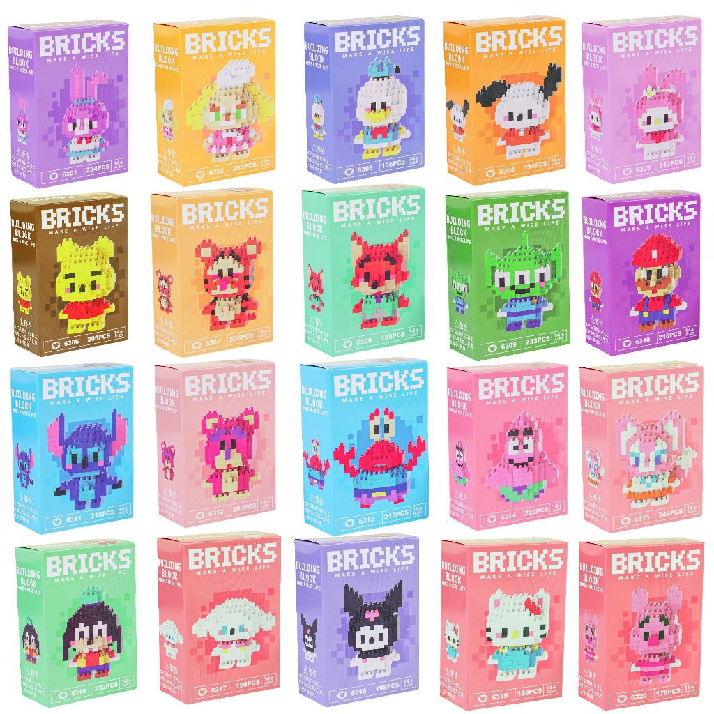 Juguetes de muñeca de dibujos animados de bloques de construcción de micropartículas educativos para niños Compatible con Lego para niños y niñas