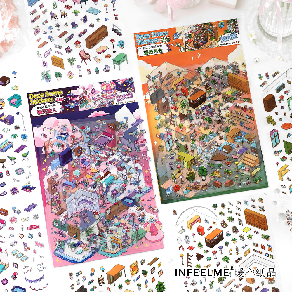 Infeel.Me pegatinas de paisajismo de gran tamaño My Cottage No. 6 pegatinas de escena de decoración de cuentas de mano