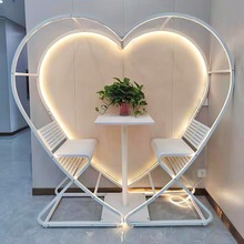 秋千椅爱心型户外婚纱拍摄道具民宿休闲双人桌椅子家具吊椅心形