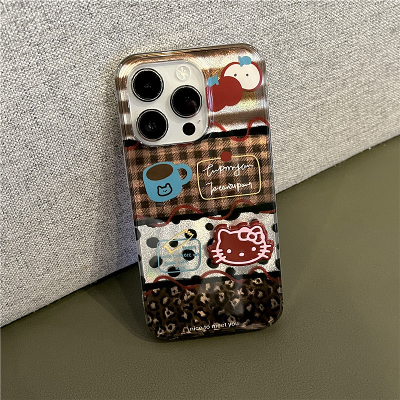 Niña con costura a cuadros tridimensional kt para iPhone16ProMax funda para teléfono móvil 13 Apple 15/14 nuevo