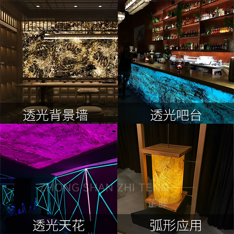 Super delgada transparencia luminosa piedra transparente piedra transparente techo flexible jade artificial piedra blanda super delgada fondo de piedra panel de pared