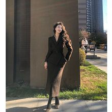 秋装搭配一整套气质名媛小洋装感小香风毛呢半身裙套装女