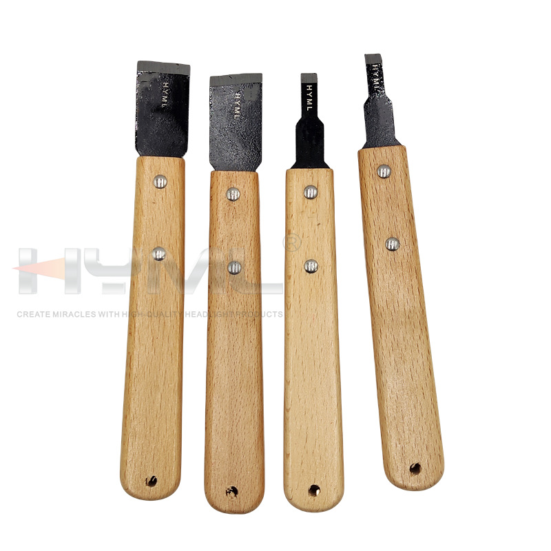 [Ventas directas de fábrica] Montaje de faros de coche Lámpara de desmontaje actualización mango de madera cuchillo de limpieza cuchillo de palanca raspador hoja de pegamento frío