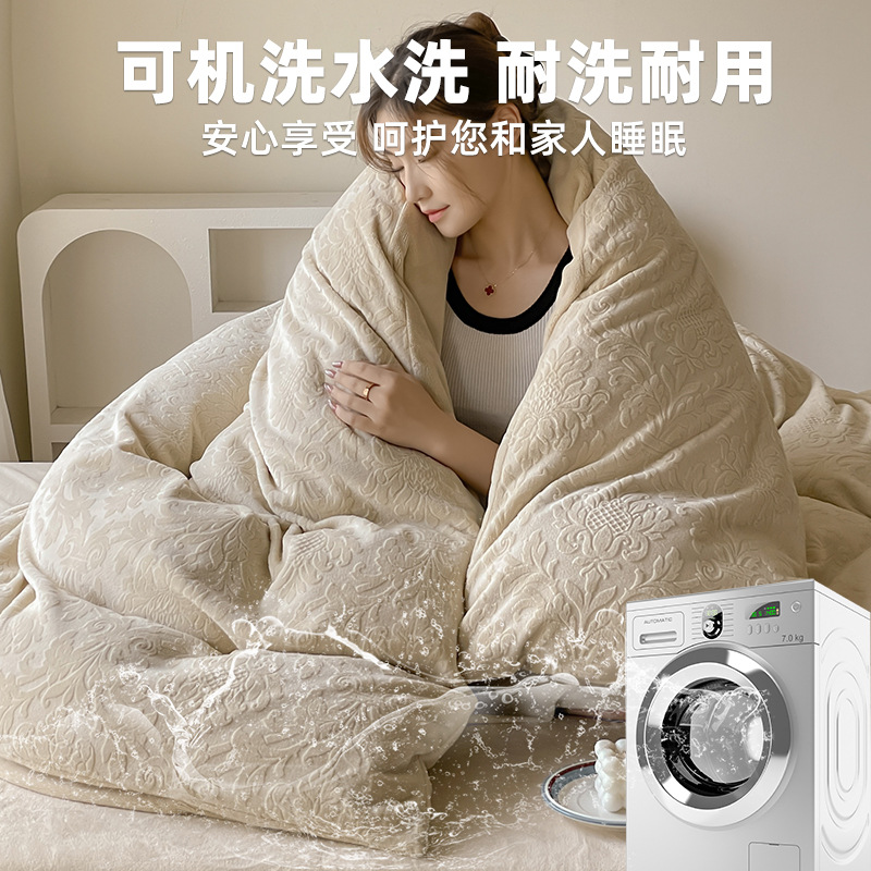 Una clase de flores podridas leche de lana de cama de cuatro piezas de invierno tallado sábanas de franela de coral cubierta de colcha de tres piezas 4