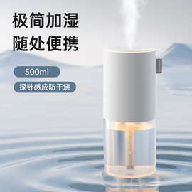 2026跨境热销新款极简加湿器大雾量带探针家用便携办公发光小夜灯