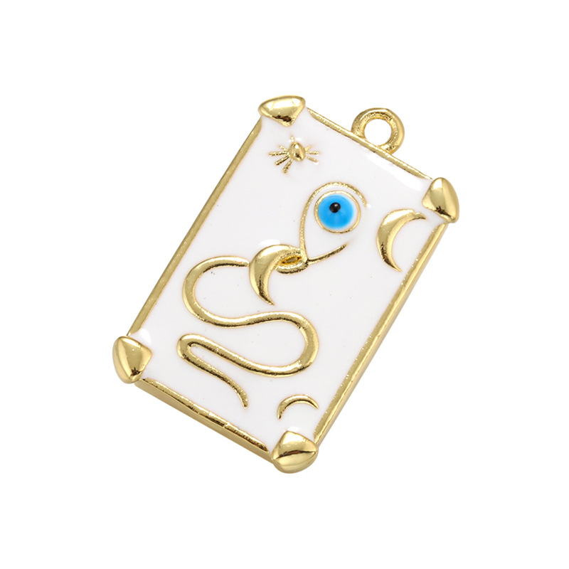 Colorful Oil Necklace Rectangular Drop Oil Eye Pendant Diy Tag European And American Ornament Accessories Vd980 display picture 13