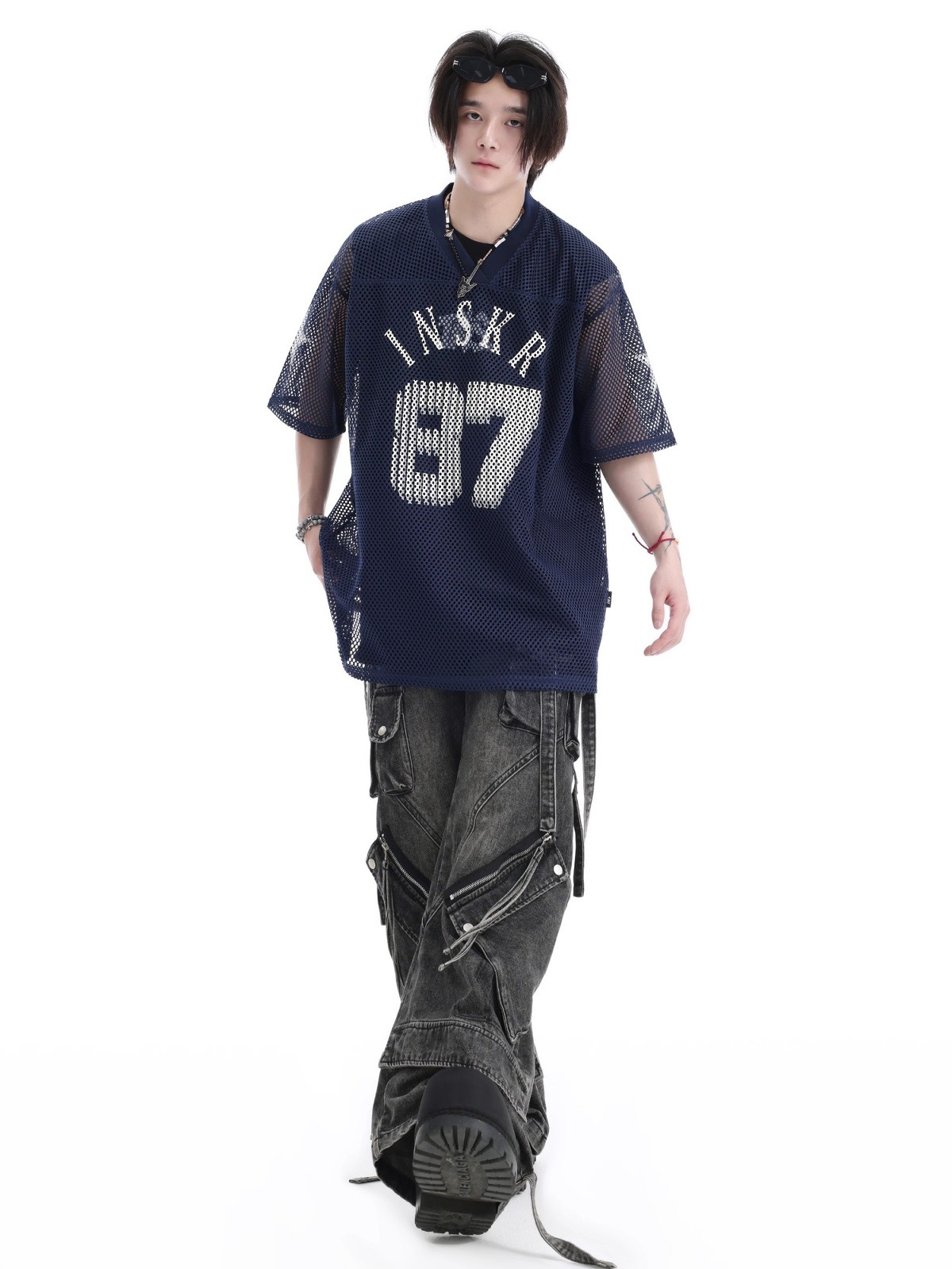Mesh Jersey American Street Style Printed Short Sleeve T-Shirt For Men And Women Summer_viptrois.com