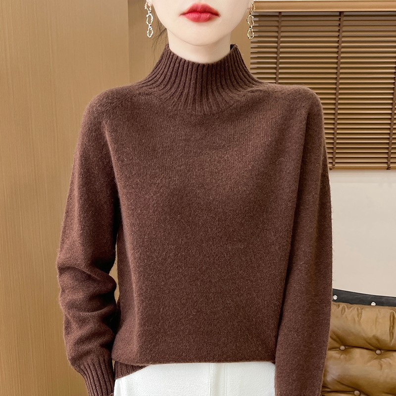 一線成衣秋冬新作厚半高襟100純ウールセーター女性の底のシャツのゆったりしたセーターのニットプルオーバー|undefined