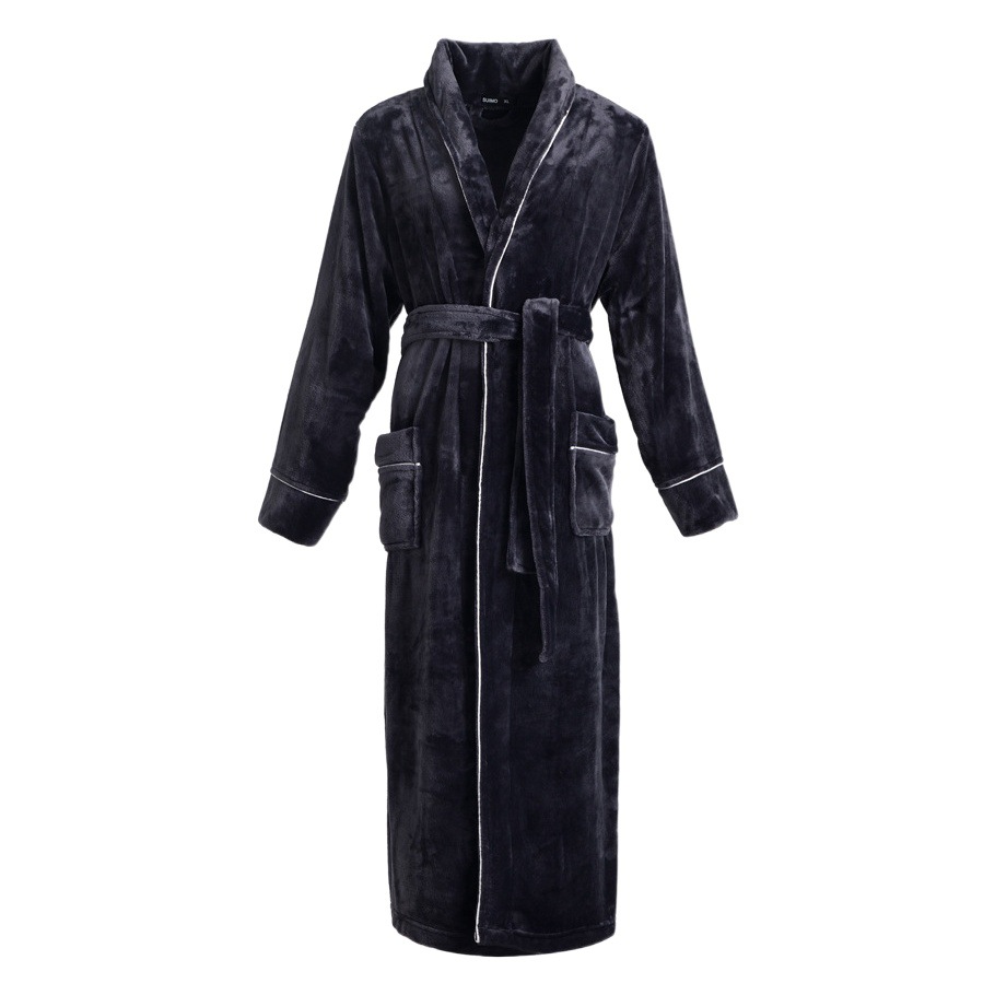 [2001 New] Autumn and Winter Lengthened Thickened Flannel Nightgown Men's Plus Size Coral Fleece Bathrobe Women