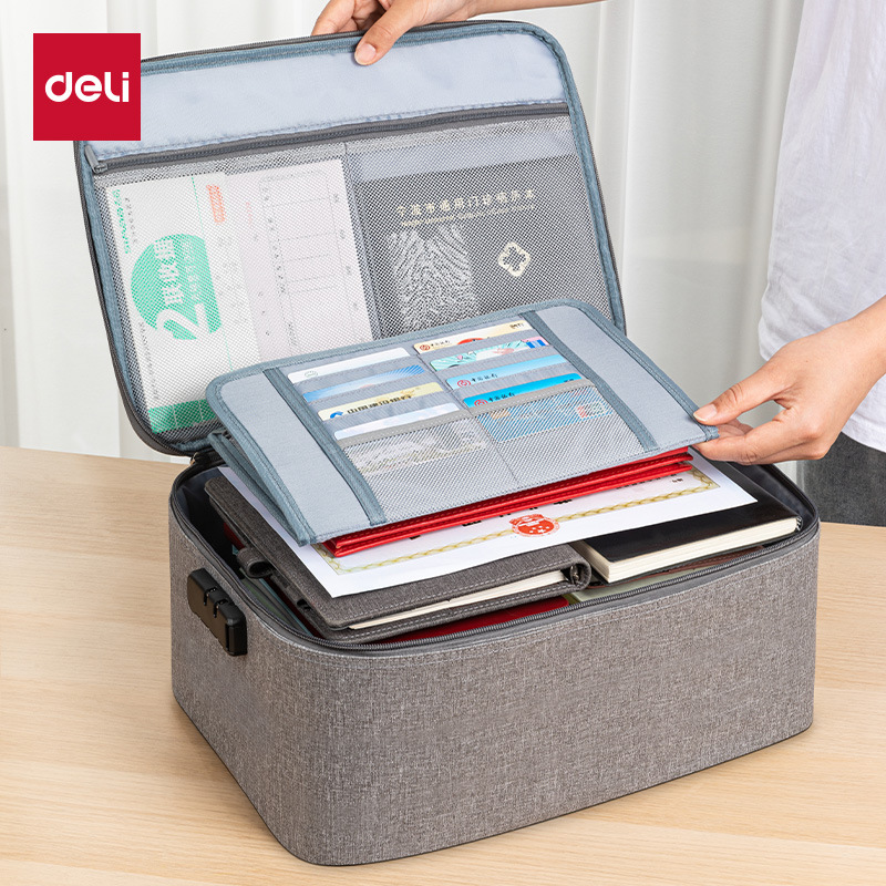 Caja de almacenamiento de certificados de Déli, caja de almacenamiento portátil de certificados de vacunas, registro de hogar familiar de este documento, paquete de tarjetas de datos, pasaporte