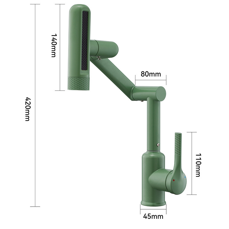 Gato afortunado de acero inoxidable brazo robótico grifo de cocina para el hogar fregadero de extracción multifuncional de cocina grifo de lavabo