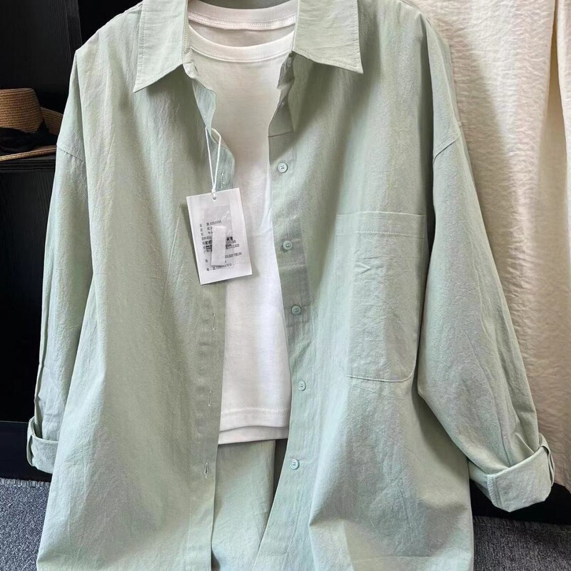 Thin Green European and American Shirts for Women to Cover Their Flesh, Long-Sleeved Shirts, Loose Inner Wear, Sweet and Cool for Commuting, Slimming