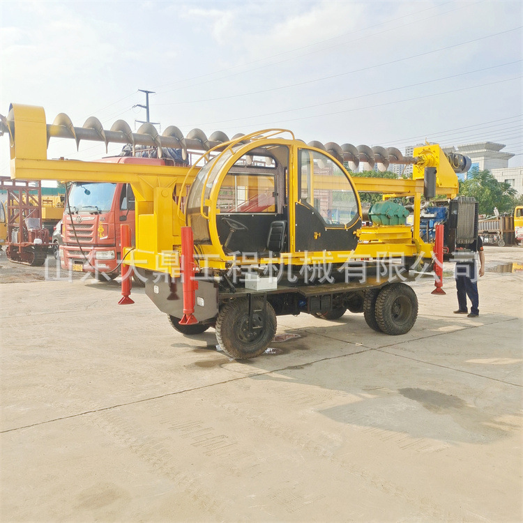 360度旋转地基打桩机 成孔6米的建筑打桩机 六轮自制螺旋钻孔机