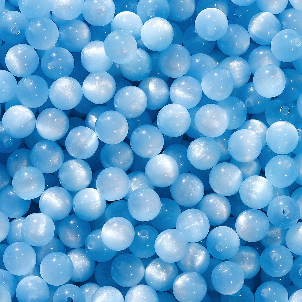 Resin cat's‑eye round beads, 8/10/12 mm, drilled 1.6/1.8/2.0 mm, assorted colors