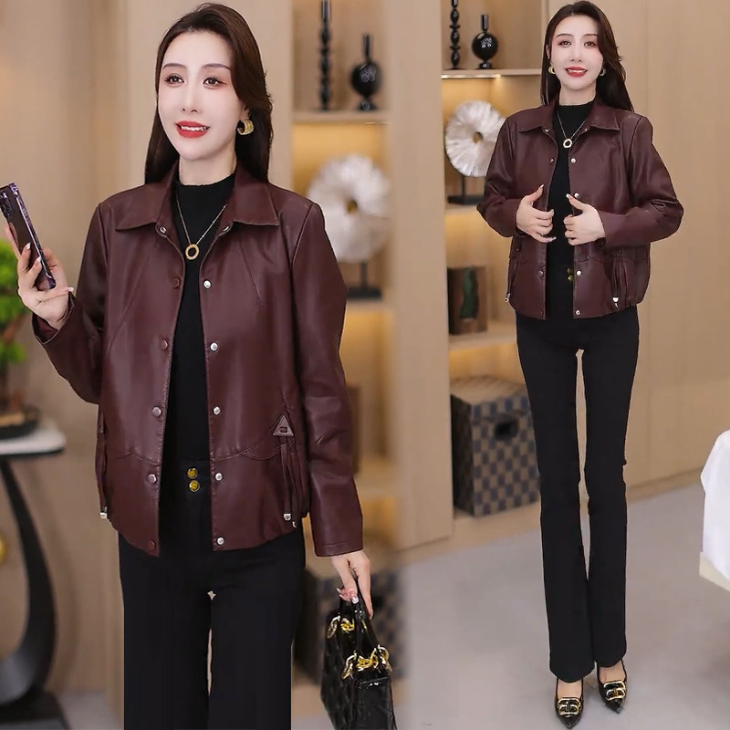 时尚皮衣外套女2025秋冬加绒季款洋气显瘦休闲百搭皮夹克上衣大码
