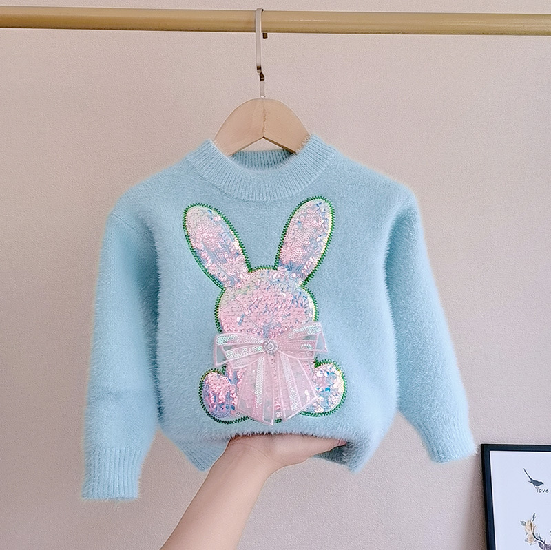 Children's autumn sweater with a round collar